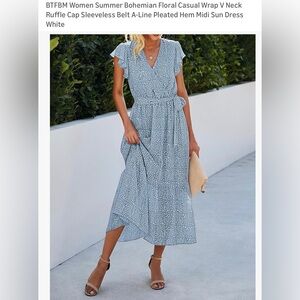 BTBFM Blue Floral Midi Dress